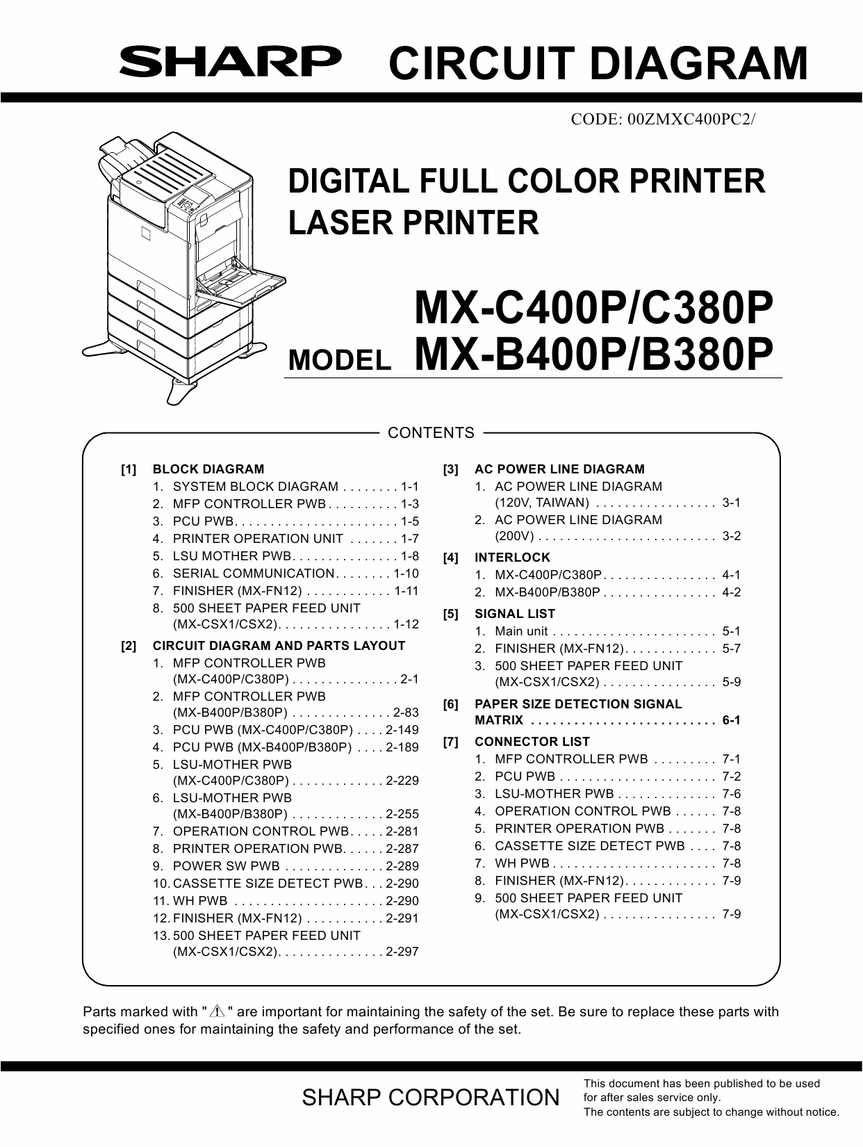 SHARP MX B400 B380 C400 C380 P Circuit Diagrams-1